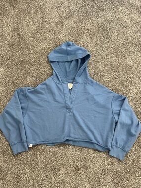 Simply Southern Cropped Blue Hooded Sweatshirt